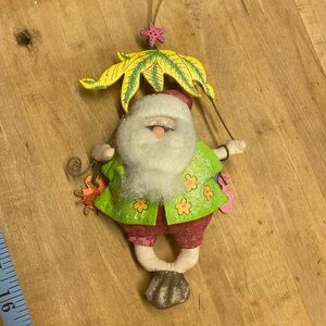Beach Santa Christmas tree ornament fabrics hand painted holidays tree trimming